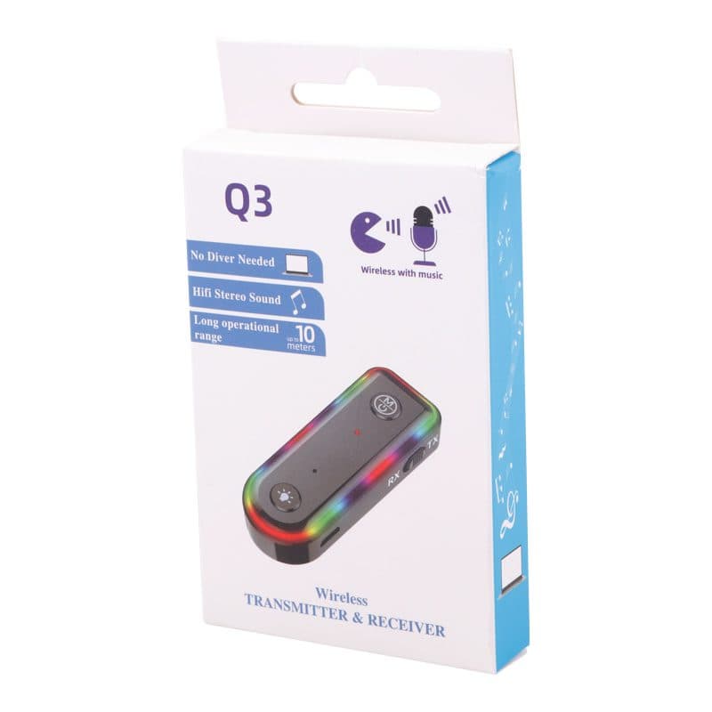 دانگل بلوتوث خودرو شارژی Q3 RGB AUX کد 6101 — تصویر ۷