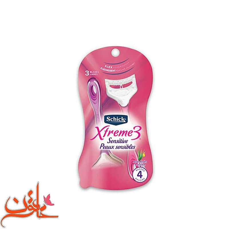 خودتراش زنانه شیک Schick مدل Xtreme3 بسته بندی 4 عددی