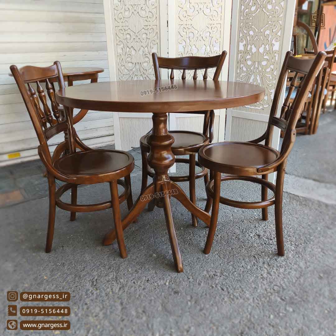میز ناهار خوری 4 نفره لهستانی خراطی چوب راش میز چوبی — تصویر ۳