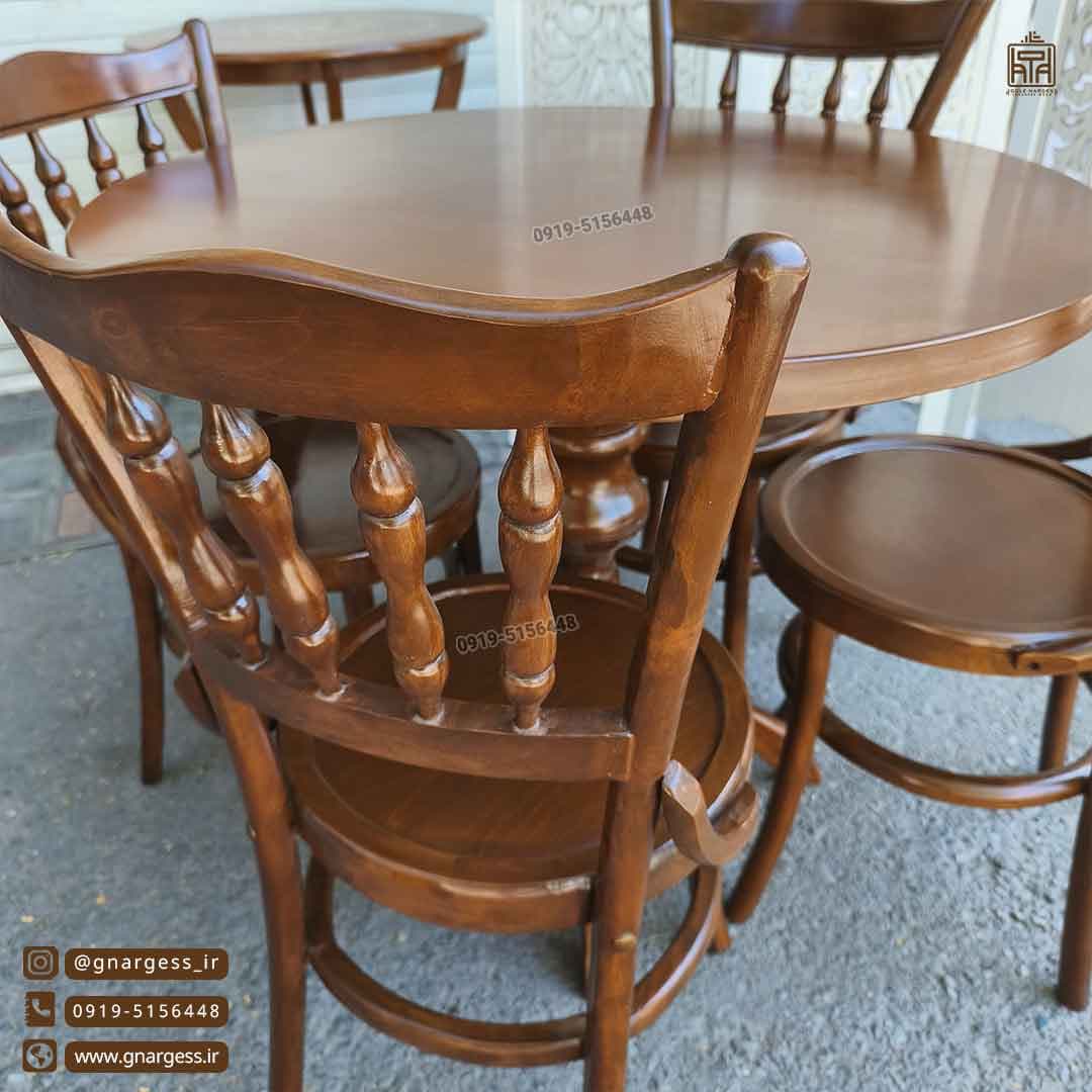 میز ناهار خوری 4 نفره لهستانی خراطی چوب راش میز چوبی — تصویر ۴
