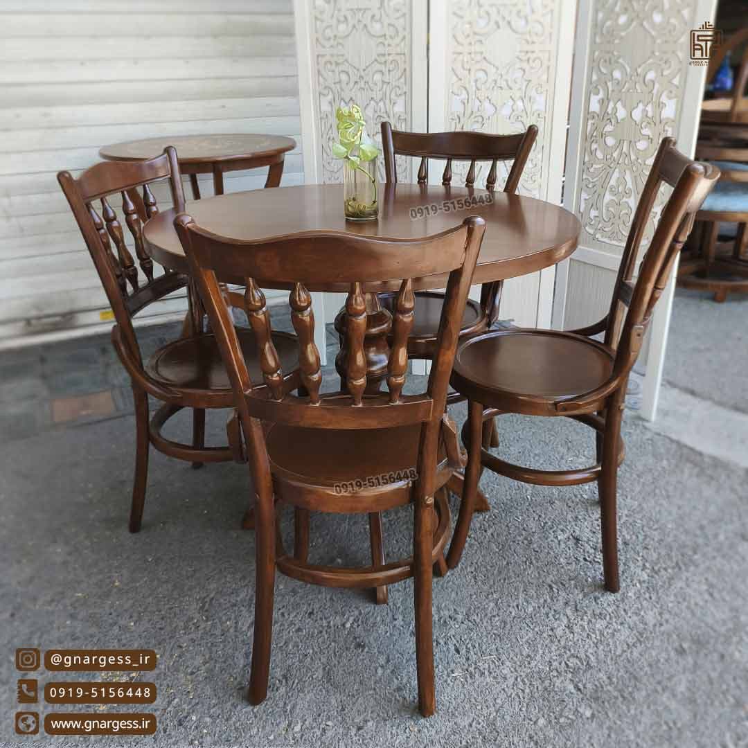 میز ناهار خوری 4 نفره لهستانی خراطی چوب راش میز چوبی