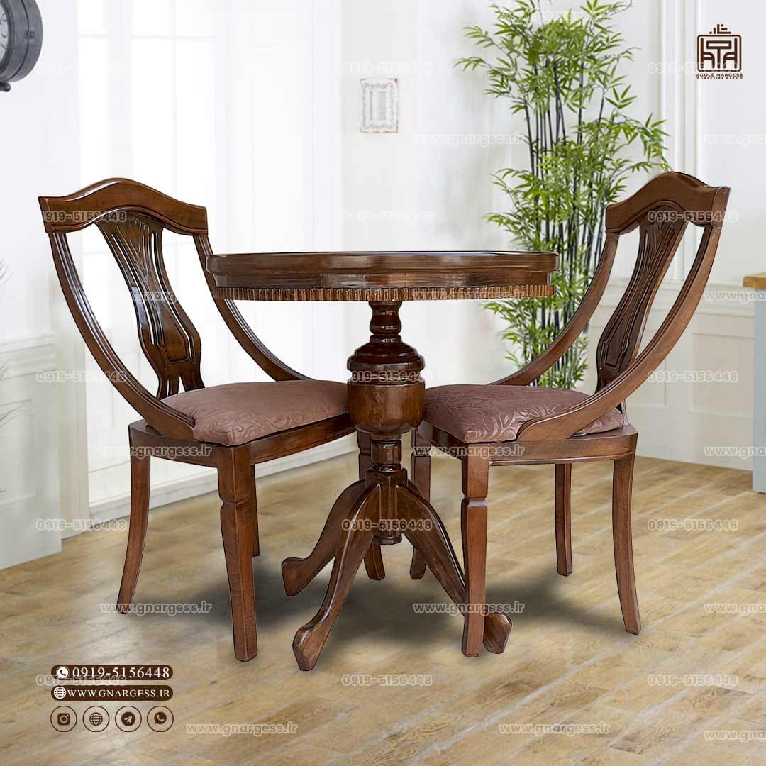 میز ناهارخوری چوبی اتریشی طرح گیتاری با میز چوبی