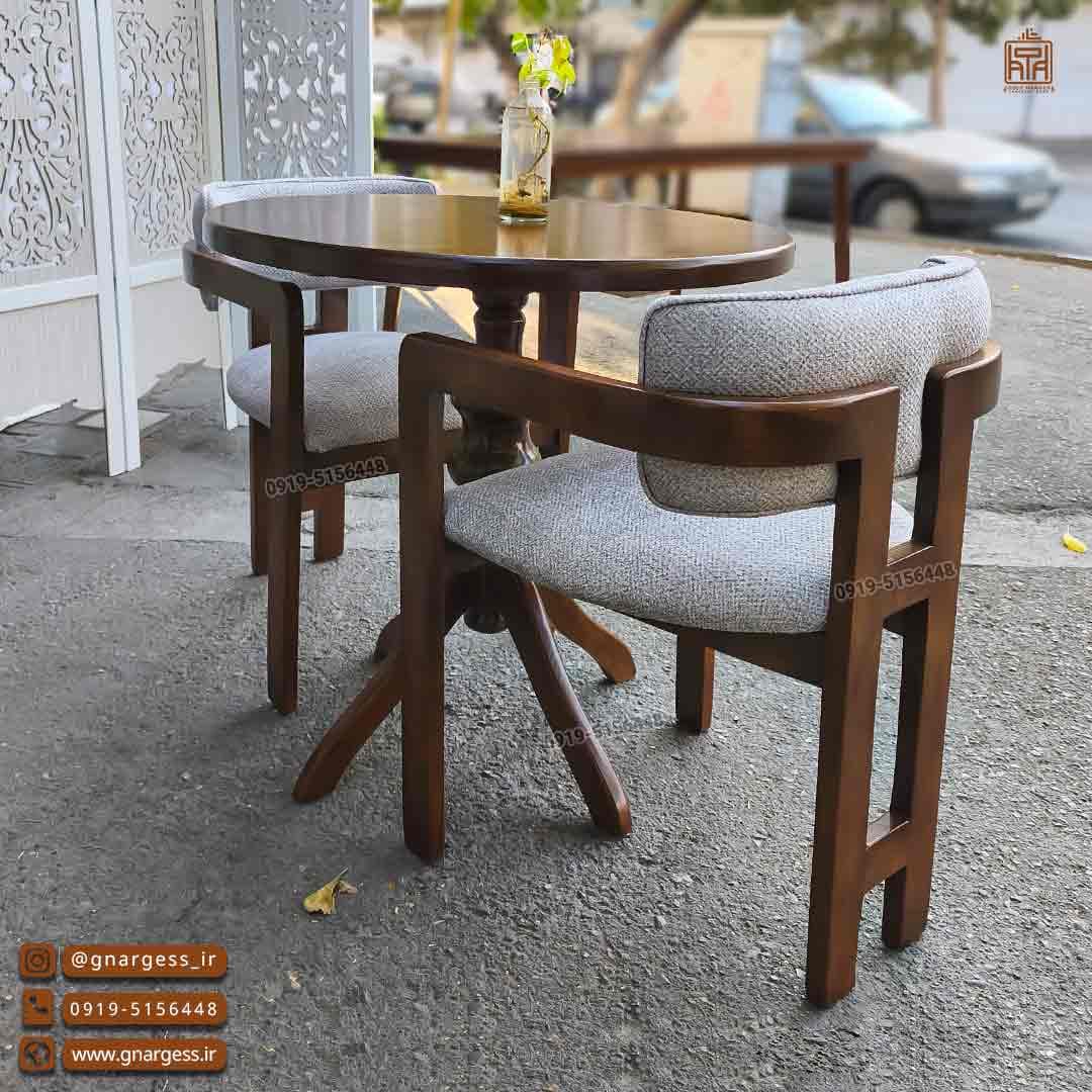 میز ناهارخوری 2نفره راش مینیمال طرح اچ دسته دار با تنوع میزهای چوبی — تصویر ۲