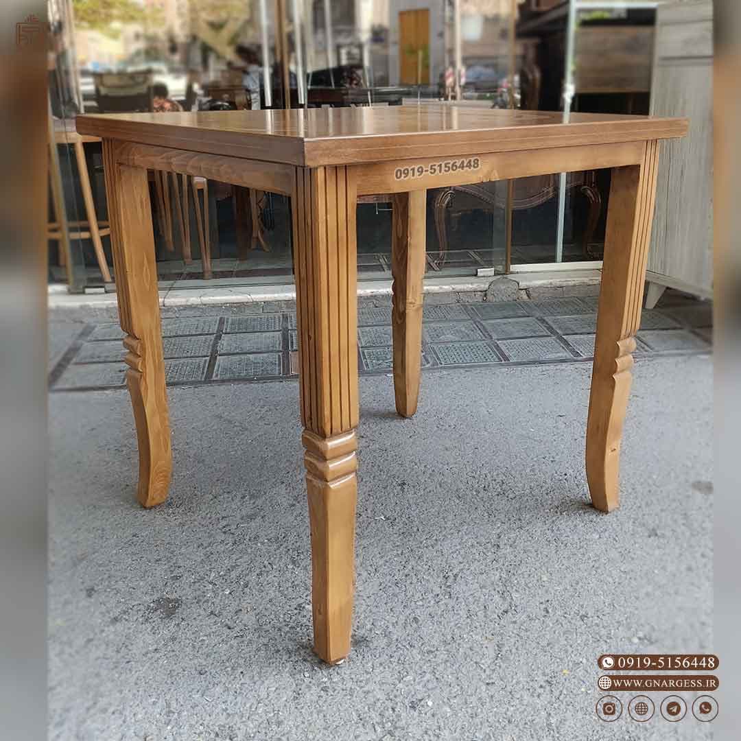میز ناهارخوری 2 نفره چوبی کیان با صندلی دو تیره پهن چوب — تصویر ۴