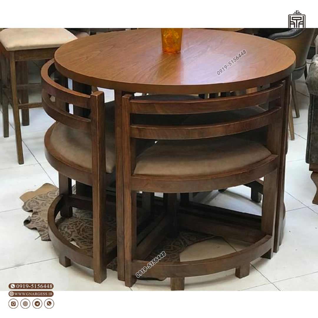 میز ناهارخوری چوبی 4 نفره کمجا با صفحه روکش چوب — تصویر ۱۱