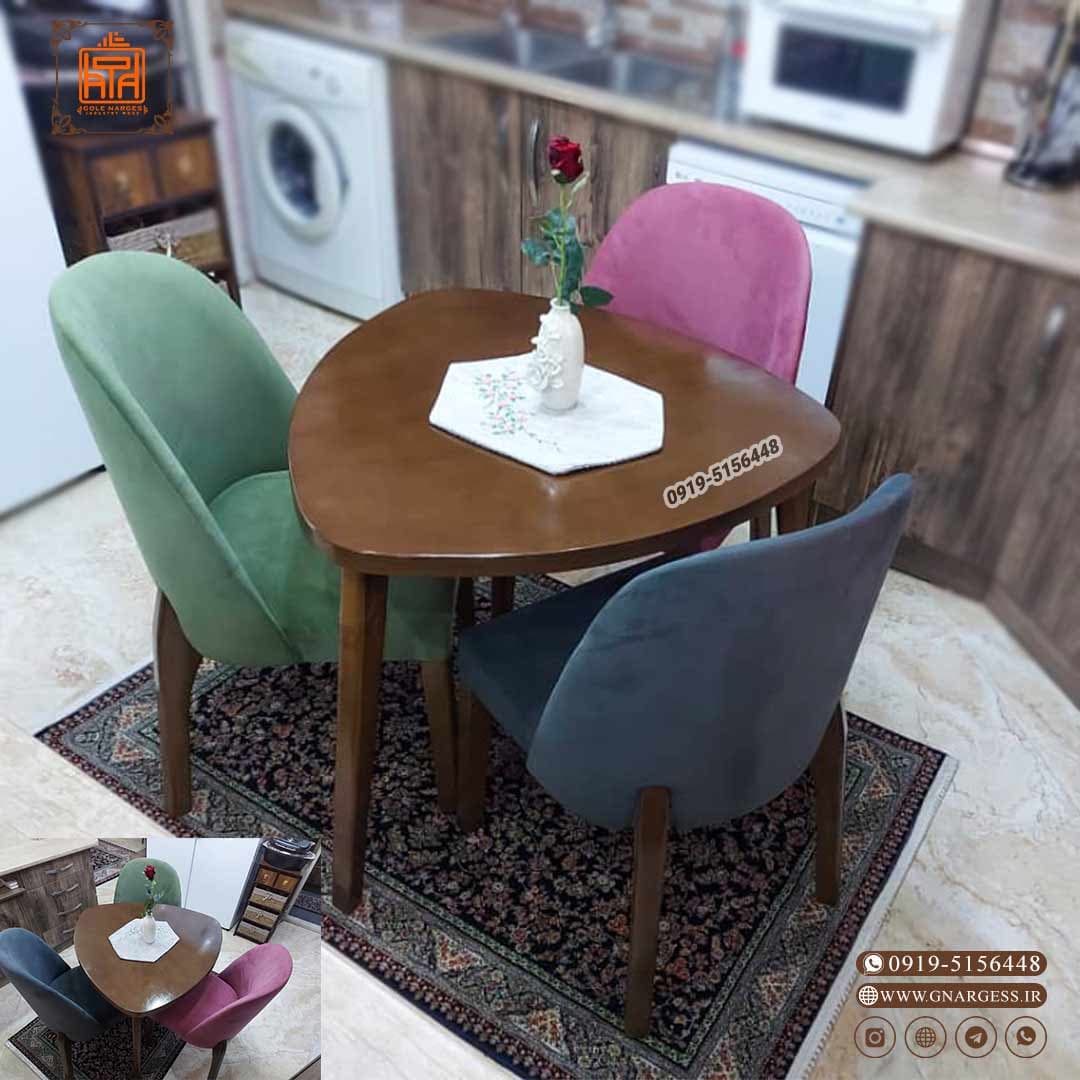 میز غذا خوری چوبی مدل دیانا سبک سه گوش — تصویر ۳