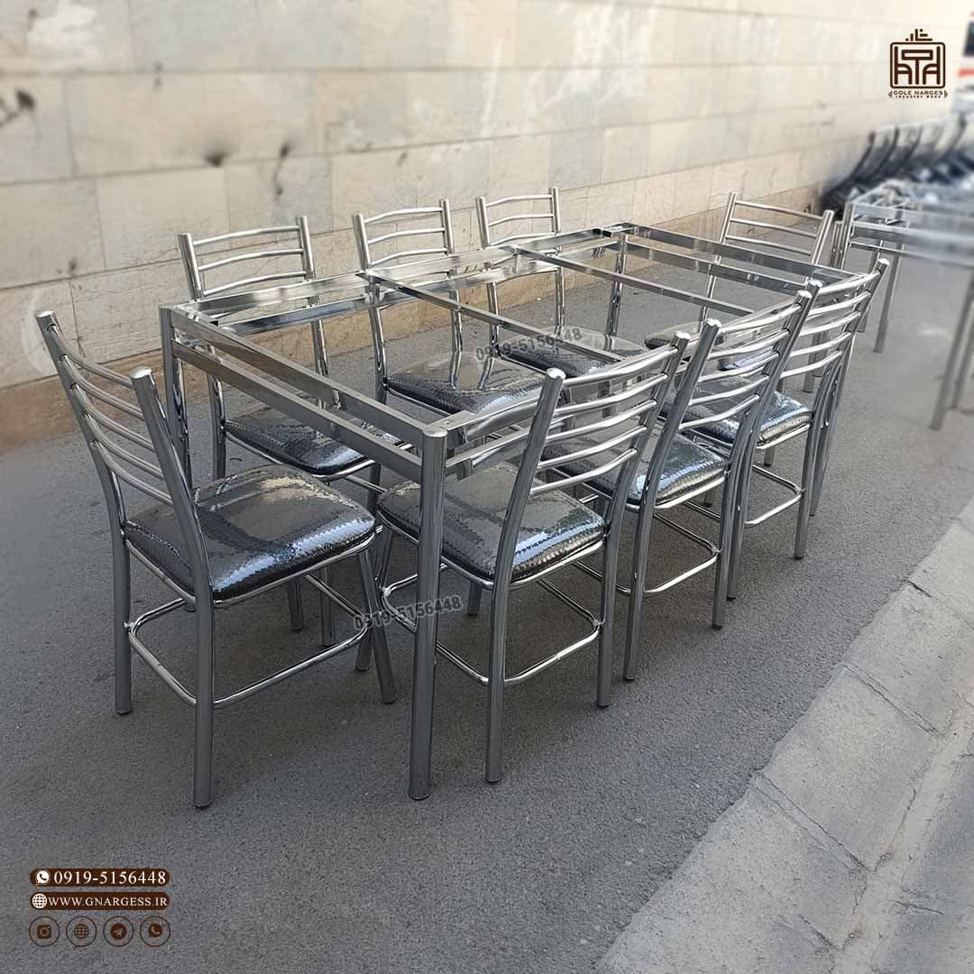 میز ناهارخوری 6 نفره فلزی بیتا با صندلی اروند طرح مهسا مشکی — تصویر ۵