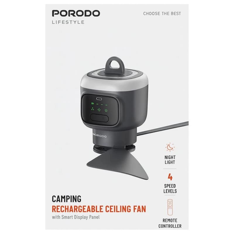 پنکه سقفی کمپینگ شارژی پرودو Porodo rechargeable camping ceiling fan PDRSF12K — تصویر ۱۲
