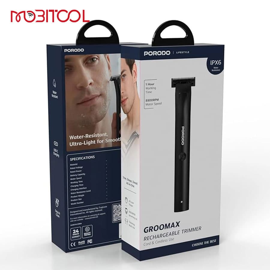 ماشین اصلاح صورت و بدن پرودو Porodo Groomax Rechargeable Trimmer PDLFSTRN7 — تصویر ۸