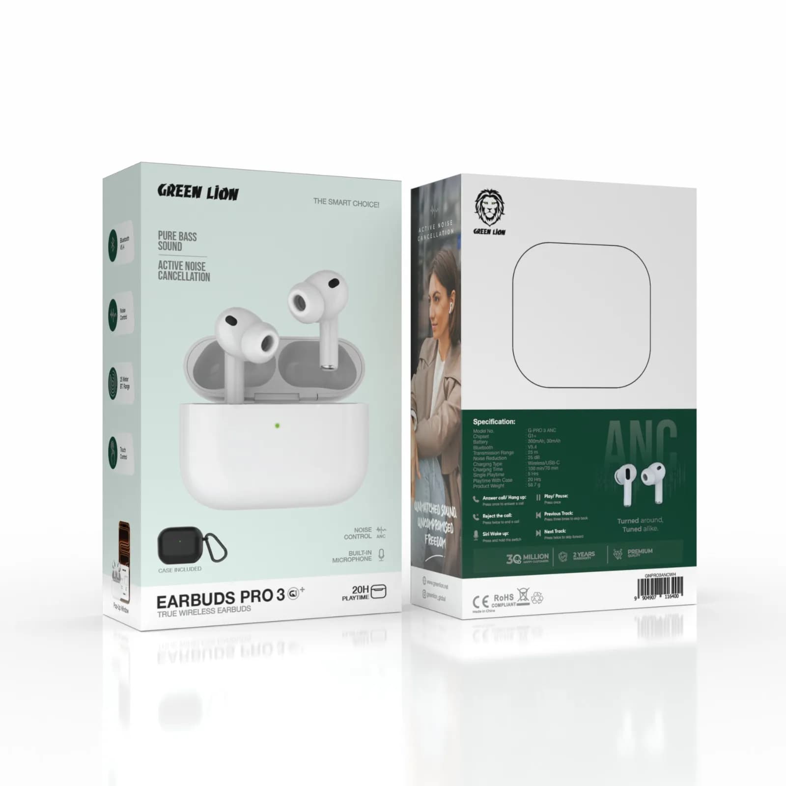 هندزفری ایرپاد پرو 3 گرین لاین Green Lion Earbuds Pro 3 G1 True Wireless Earbuds — تصویر ۱۰