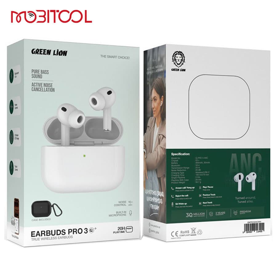 هندزفری ایرپاد پرو 3 گرین لاین Green Lion Earbuds Pro 3 G1 True Wireless Earbuds — تصویر ۵