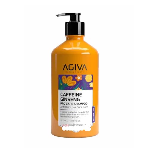 شامپو ضد ریزش آگیوا Agiva حاوی کافئین و جنسینگ سری حرفه ای Pro Care حجم 500 میل — تصویر ۳