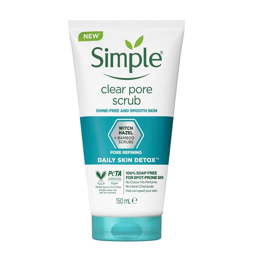 اسکراب پاک کننده منافذ سیمپل Simple مدل Clear Pore مناسب پوست چرب حجم ۱۵۰ میل