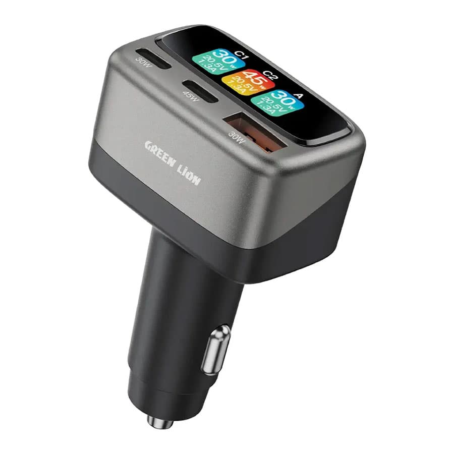 شارژر فندکی 105 وات هوشمند گرین لاین Green Lion Drive Core TFT Car Charger