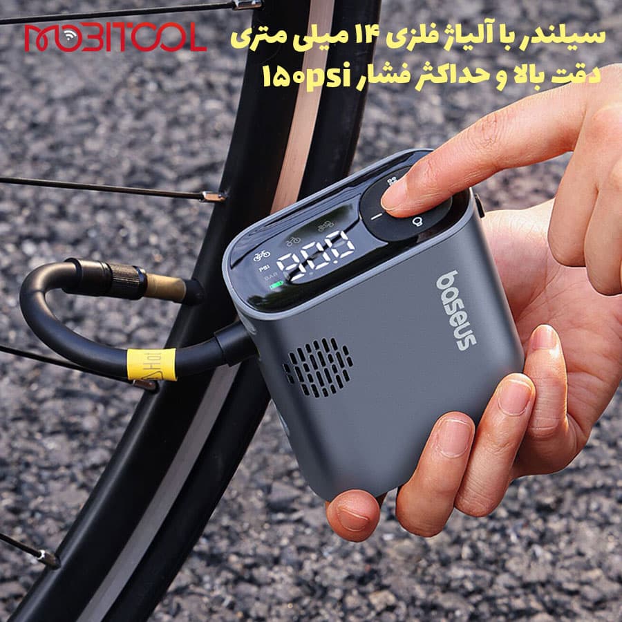 پمپ باد شارژی دوچرخه و موتورسیکلت‌ بیسوس Baseus PrimeTrip Series Portable Bike Pump C11169000121-00 CG023 — تصویر ۸
