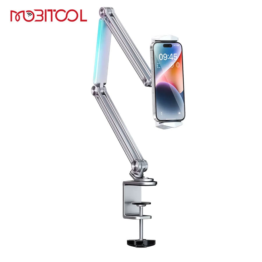 هولدر موبایل و تبلت لبه میز و تخت پرودو Porodo Multi-Joint Aluminum Desk Mount PD-LFST051 — تصویر ۴