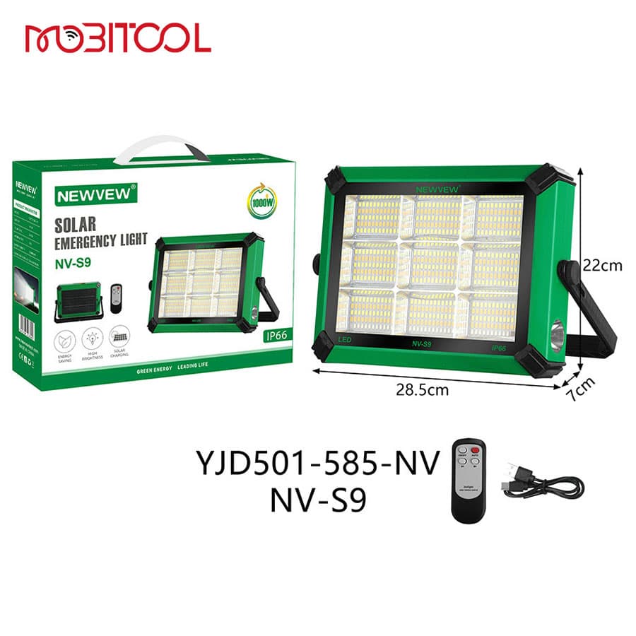 پروژکتور LED شارژی خورشیدی 1000 وات NEWVEW Solar Emergency Light NV-S9 — تصویر ۹