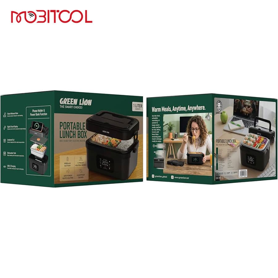 ظرف غذای گرم کن شارژی قابل حمل گرین لاین Green lion Portable Lunch Box GLB-30 — تصویر ۶