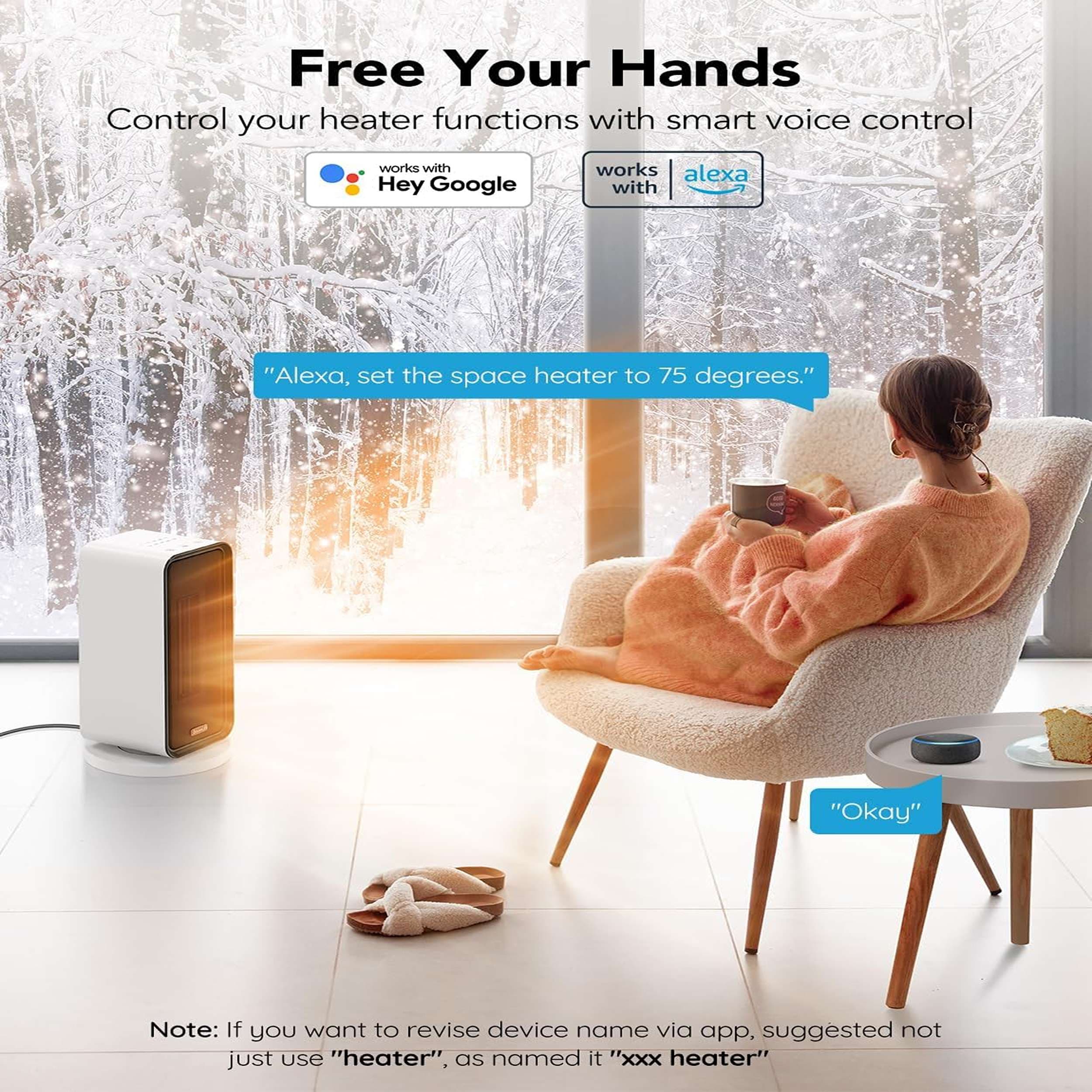بخاری برقی هوشمند برند GoveeLife مدل H713A قابلیت کنترل از راه دور، وای‌فای و بلوتوث — تصویر ۶