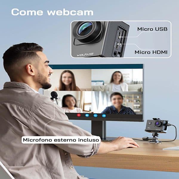 دوربین فیلمبرداری ورزشی WOLFANG GA100 – اکشن کمِرا با لرزش‌گیر EIS — تصویر ۱۱