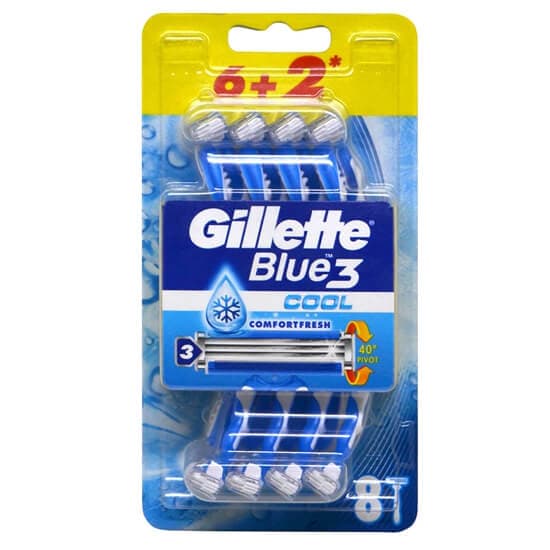 خود تراش 3 لبه ژیلت Gillette مدل Blue 3 Comfort بسته 8 عددی بسته پفکی