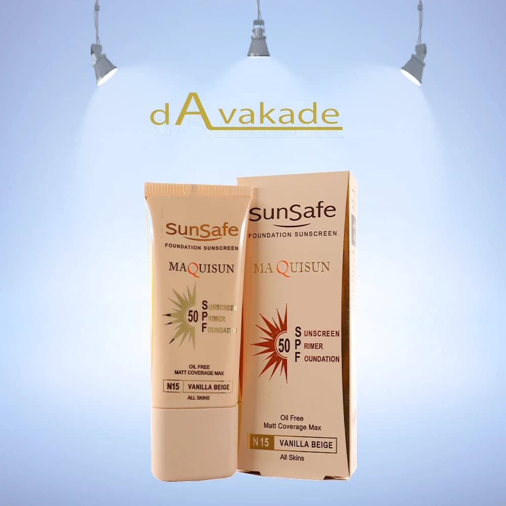 ضد آفتاب کرم پودری پرایمری SPF50 بژ وانیلی N15 سان سیف SUNSAFE — تصویر ۳