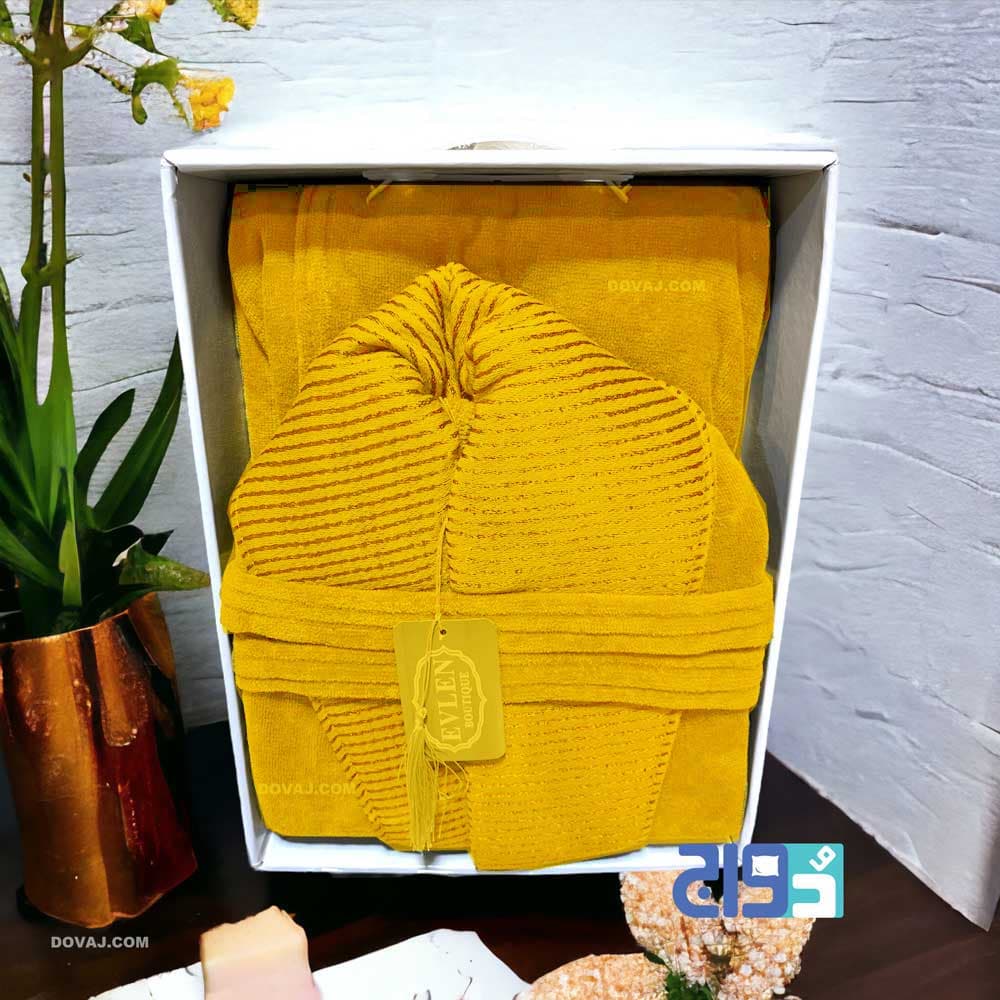حوله تنپوش اولن رنگ خردلی سایز 125 — تصویر ۵