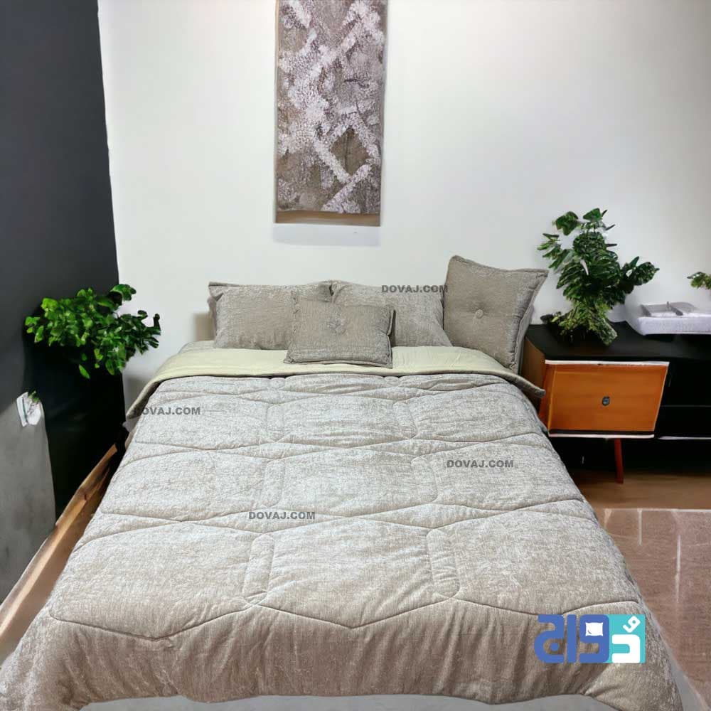 سرویس 8تکه لحاف مخمل شانل کرم + (۳تکه هدیه) کد 140209251