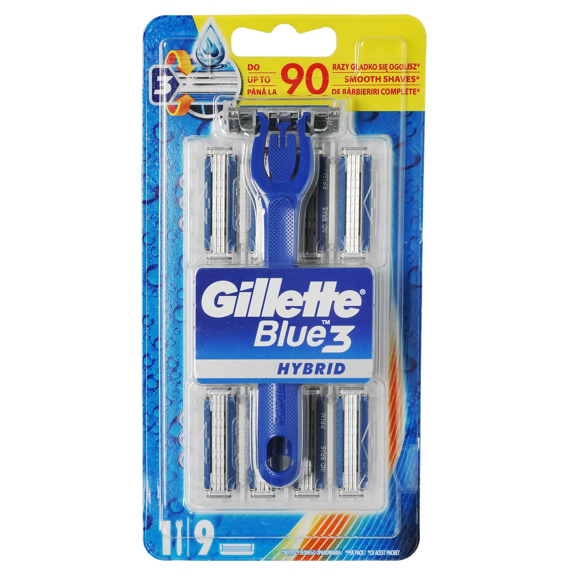 ست دسته و 9 عدد یدک ژیلت Gillette مدل Blue 3 Hybrid — تصویر ۳