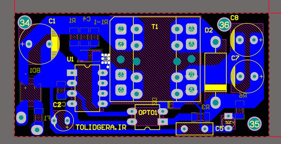 فایل pcb آلتیوم منبع تغذیه سوئیچینگ 5 ولت 2 آمپر