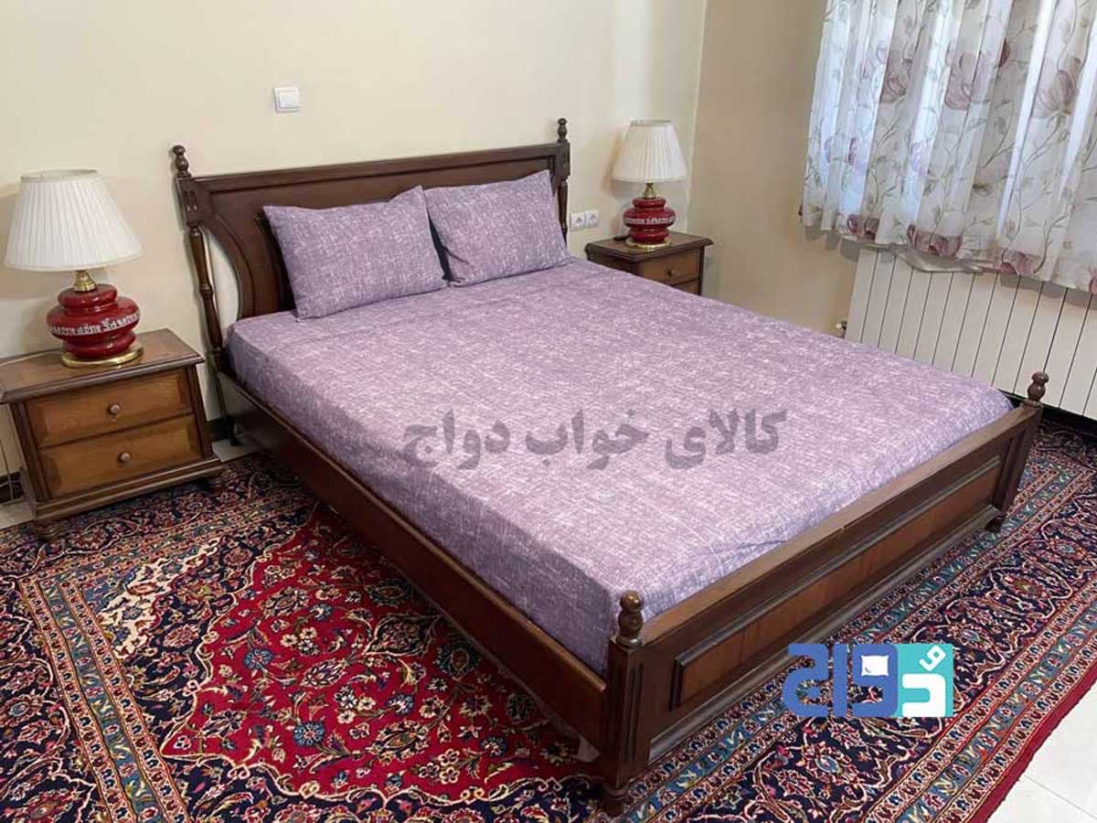 ملحفه کشدار تخت عرض 180/160 “پتینه” پارچه تترون (کالباسی) کد 140204141