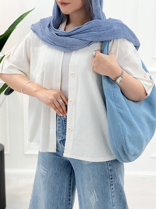 شومیز کوتاه زنانه مرجان – استخوانی
