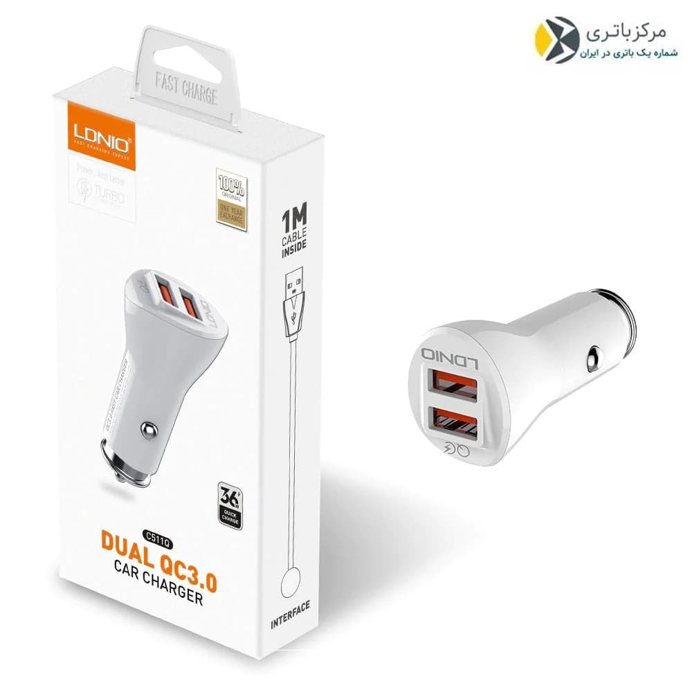 شارژر فندکی Ldnio مدل C511Q فست شارژر