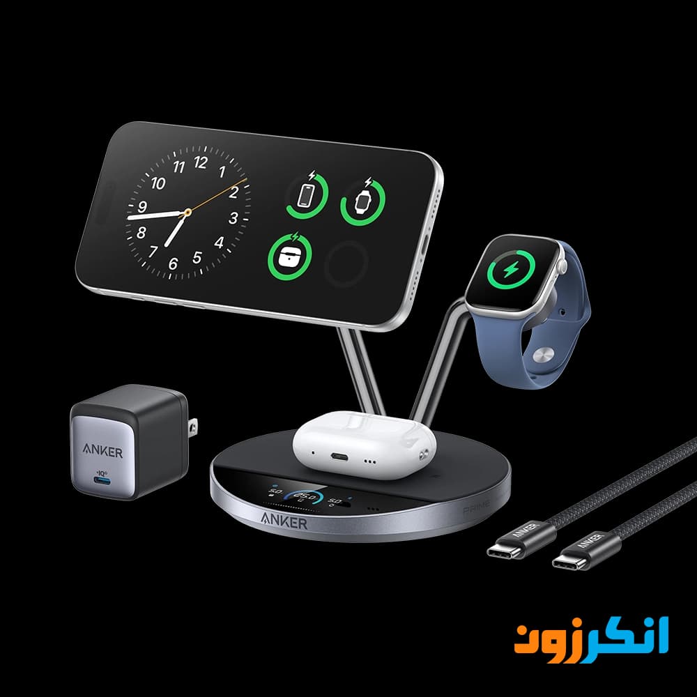 شارژر وایرلس سه کاره انکر با توان 25 وات مدل A25X7