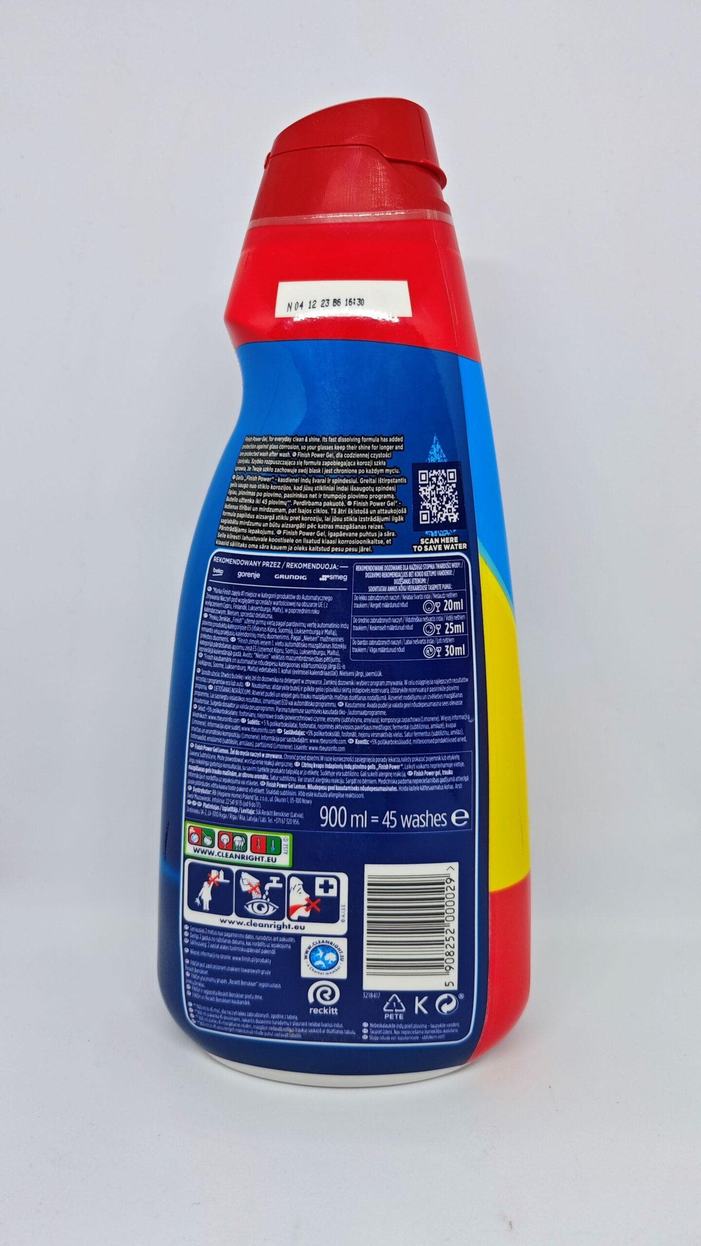 ژل ماشین ظرفشویی لیمویی فینیش finish مدل پاور ژل Power Gel حجم 900 میلی لیتر — تصویر ۳