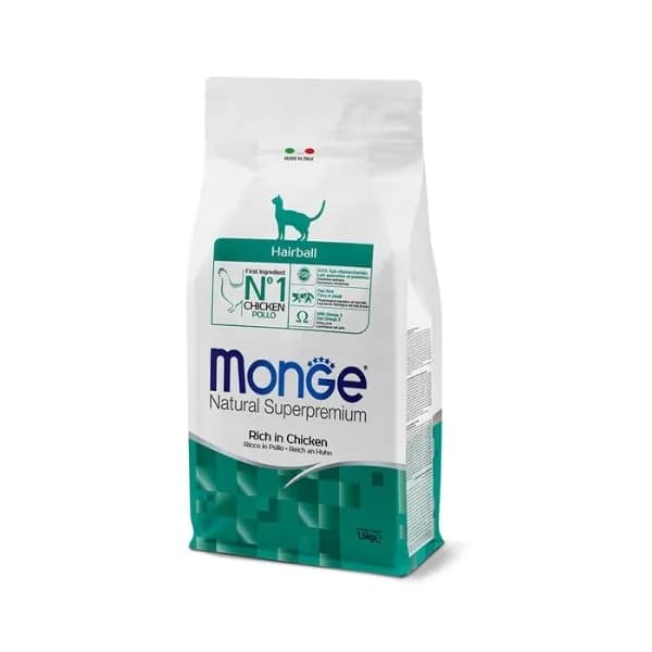 غذای خشک گربه آنتی هیربال با طعم مرغ مونژه – Monge Superpremium Hairball Rich in Chicken – وزن 1.5 کیلوگرم