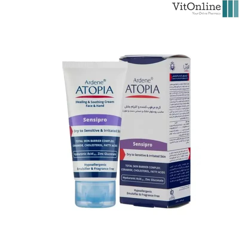 کرم مرطوب کننده و التیام بخش دست و صورت Atopia آردن Sensipro حجم 50 میلی لیتر — تصویر ۳