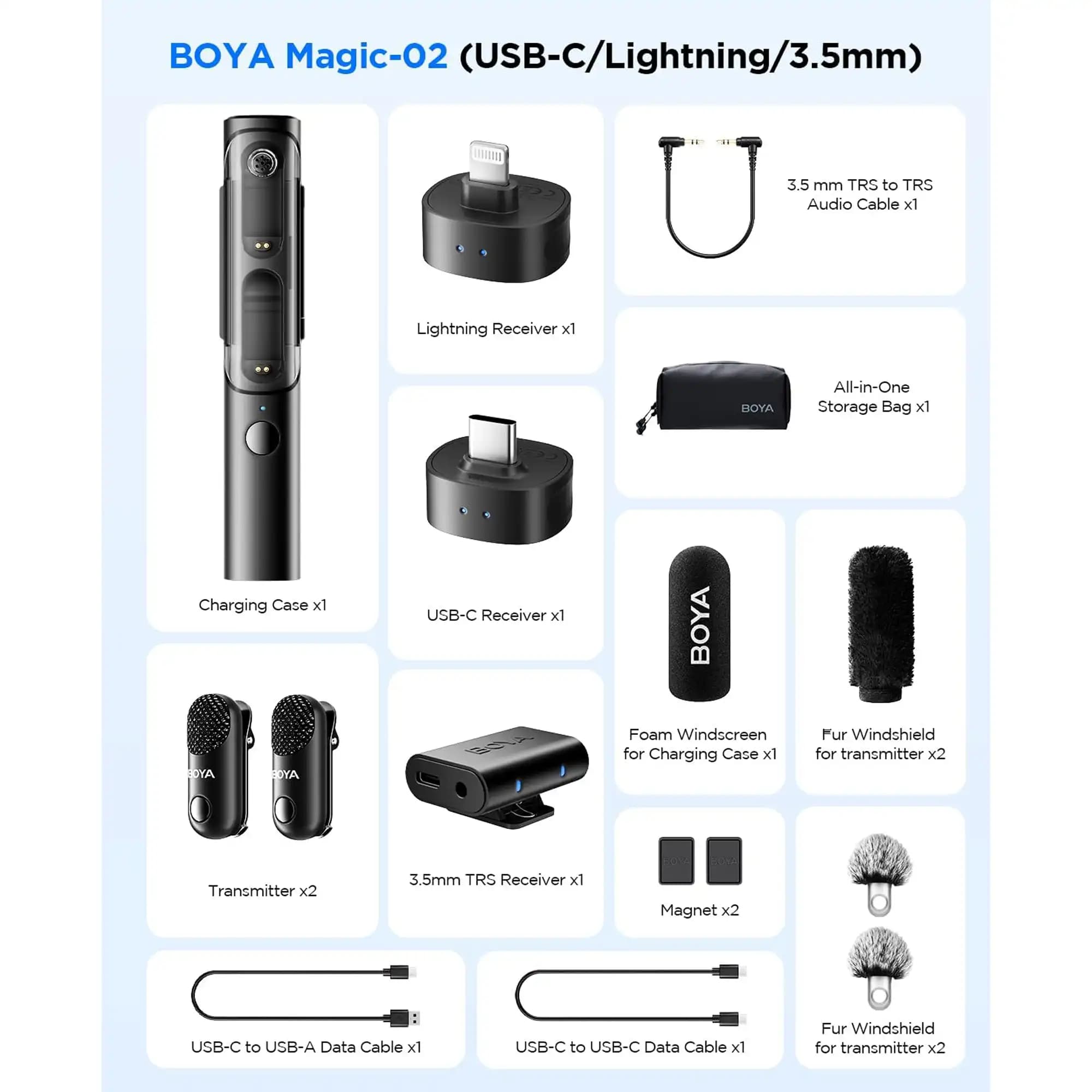 میکروفون یقه ای بی سیم دوکاربره بویا مدل BOYA MAGIC 02 — تصویر ۶