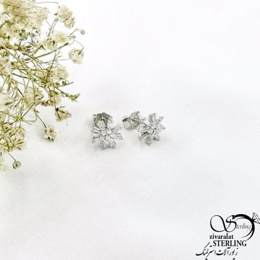 گوشواره نقره طرح شکوفه با عیار925 کد 21150