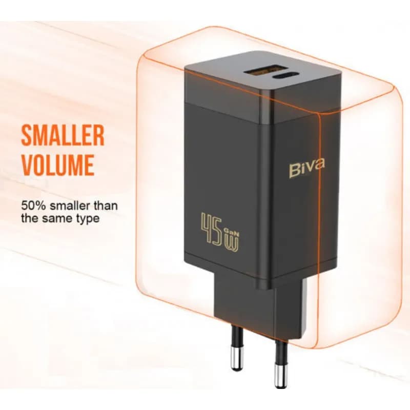 شارژر دیواری بیوا Biva HC-15 GaN توان 45 وات به همراه کابل — تصویر ۶