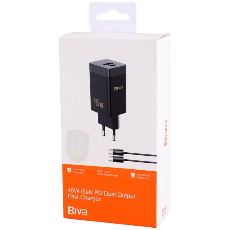 شارژر دیواری بیوا Biva HC-15 GaN توان 45 وات به همراه کابل — تصویر ۷