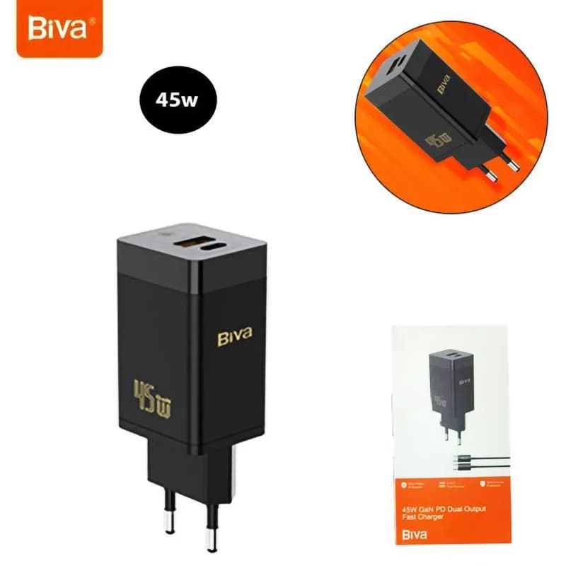 شارژر دیواری بیوا Biva HC-15 GaN توان 45 وات به همراه کابل — تصویر ۸