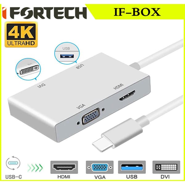 تبدیل Type-C به USB/HDMI/DVI/VGA ای فورتک — تصویر ۴