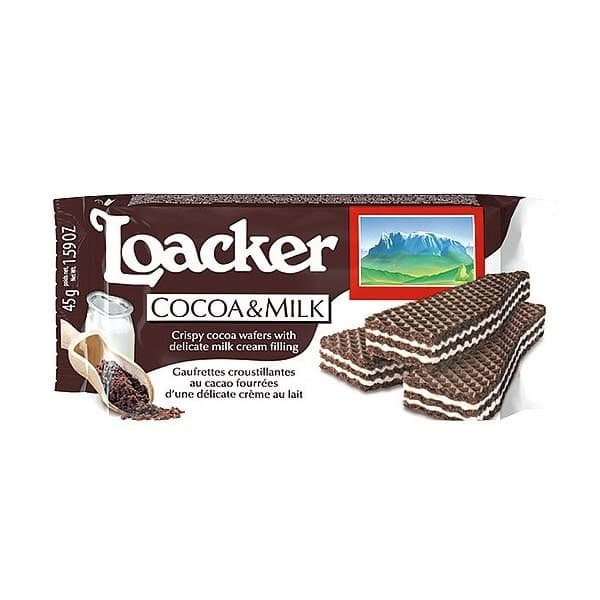 ویفر لواکر با طعم شیر و کاکائو 45 گرم Loacker Cocoa & Milk