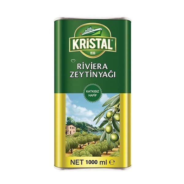 روغن زیتون فلزی بکر با بویی ملایم کریستال 1 لیتر KRISTAL