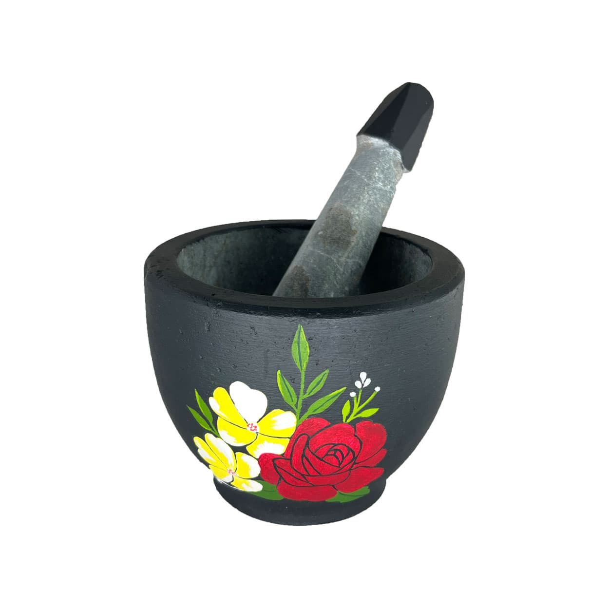 هاون سنگی همراه با دسته مدل رز و شکوفه