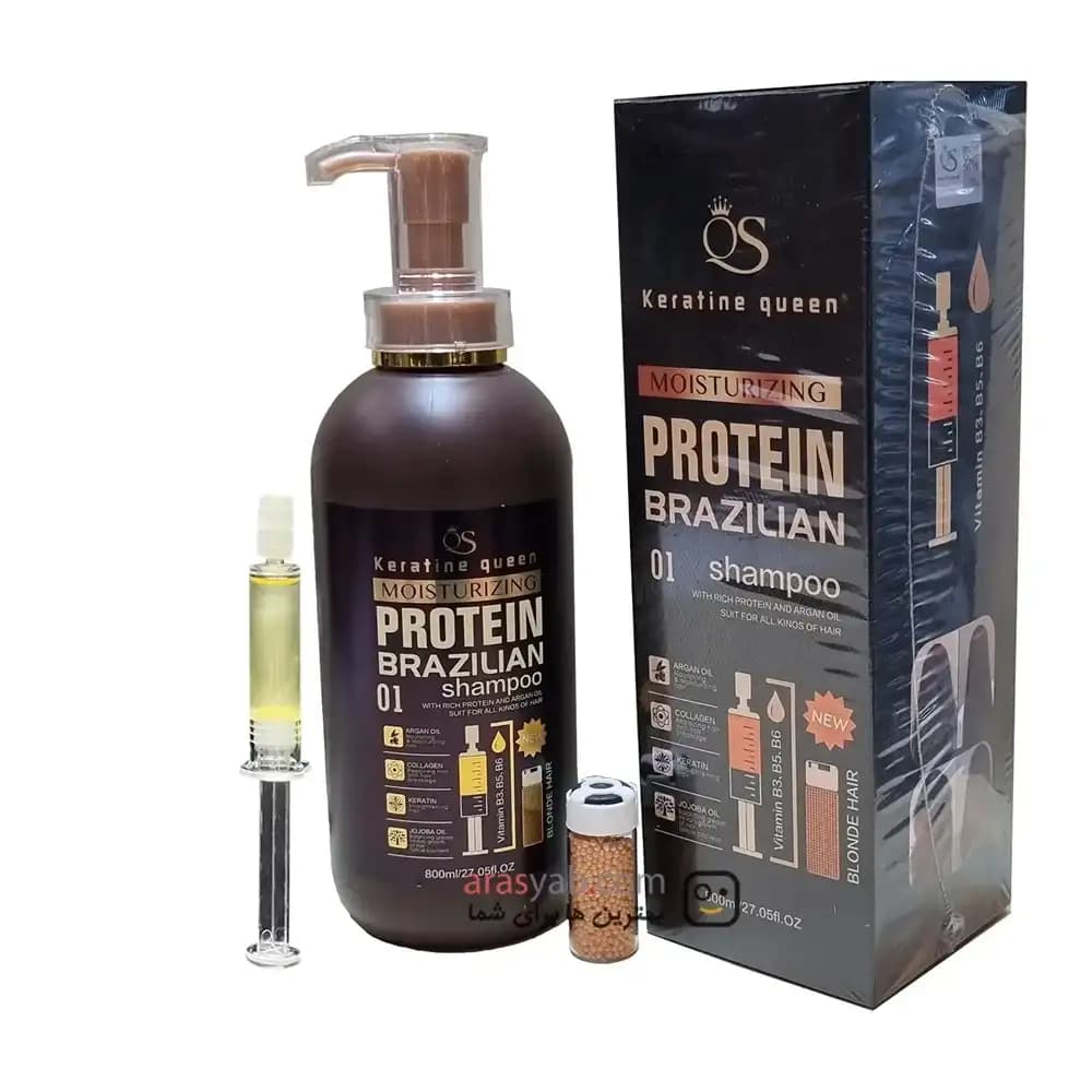 شامپو پروتئین برزیلی کراتین کویین حجم 800 میلی لیتر — تصویر ۶