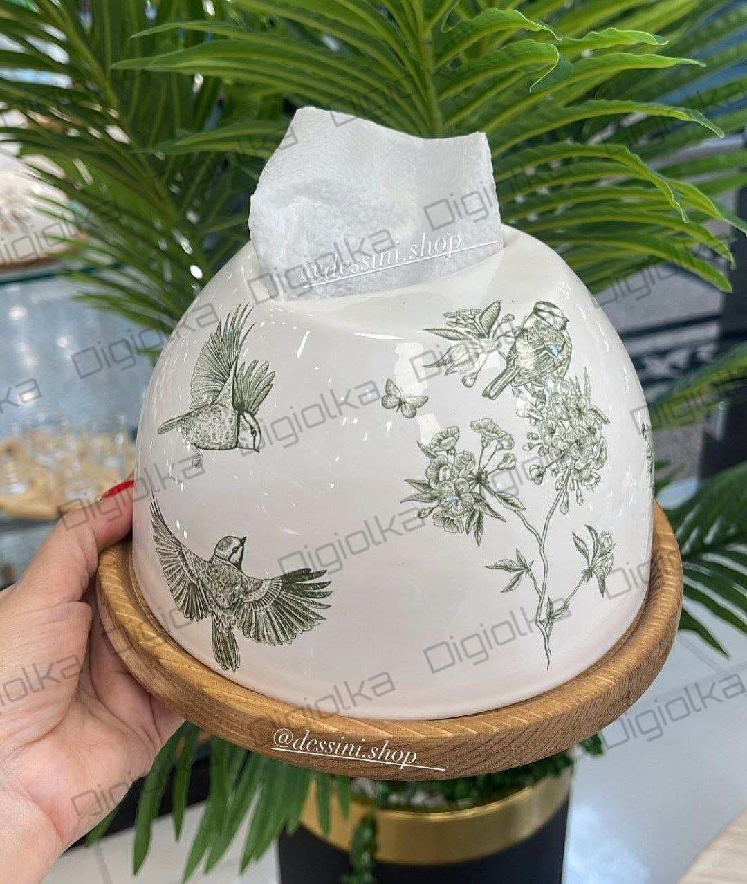 جا دستمال سرامیک چوب رمانتیک — تصویر ۴