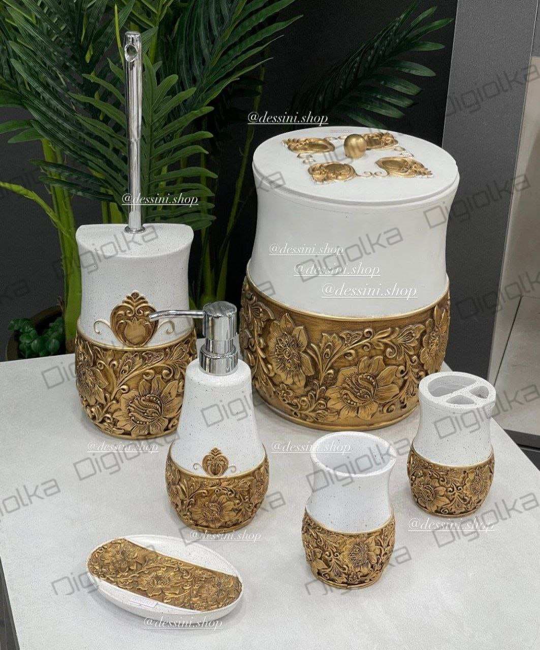 ست بهداشتی رزین شش تکه مدل گندم سفید