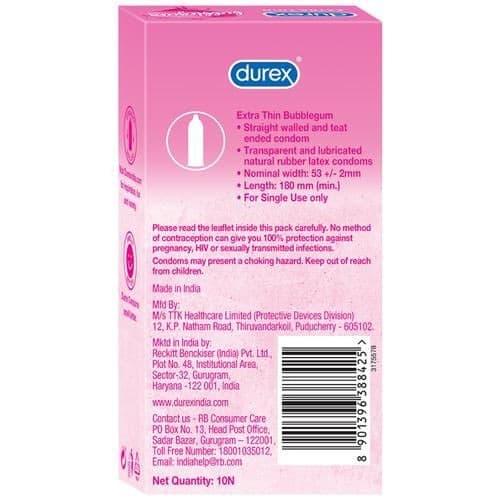 کاندوم دورکس مدل آدامس بادکنکی Bubblegum Extra Thin بسته 10 عددی | رایحه خوشبو و طراحی نازک برای رابطه‌ای لذت‌بخش‌تر — تصویر ۱۱